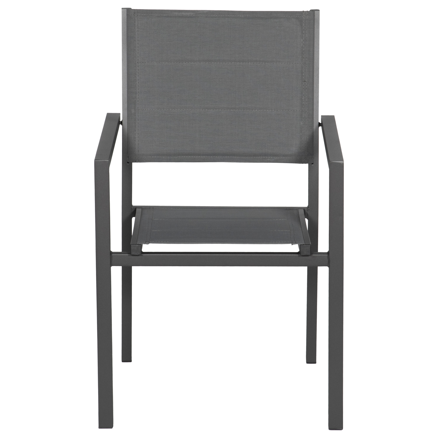 Lot de 8 chaises rembourrées en aluminium anthracite - textilène gris
