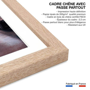 Affiche paris les halles il est 5 heures.. Affiche + cadre en bois - Chêne