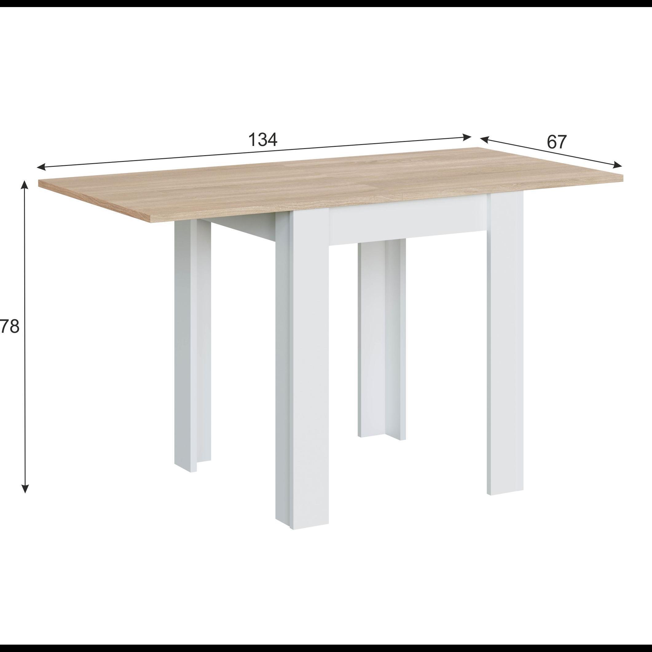 Tavolo Quadrato Allungabile Ausiliario Estensibile Design Moderno Stabile A Libro Da 67 A 134 Cm Con Piedini Antigraffio Bianco E Rovere