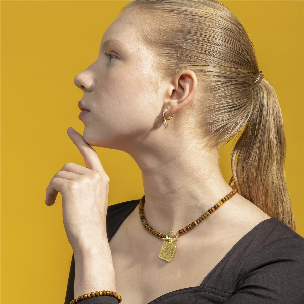 Collar con Ojo de Tigre acabado oro 18k