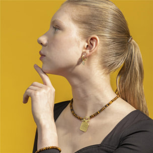 Collar con Ojo de Tigre acabado oro 18k