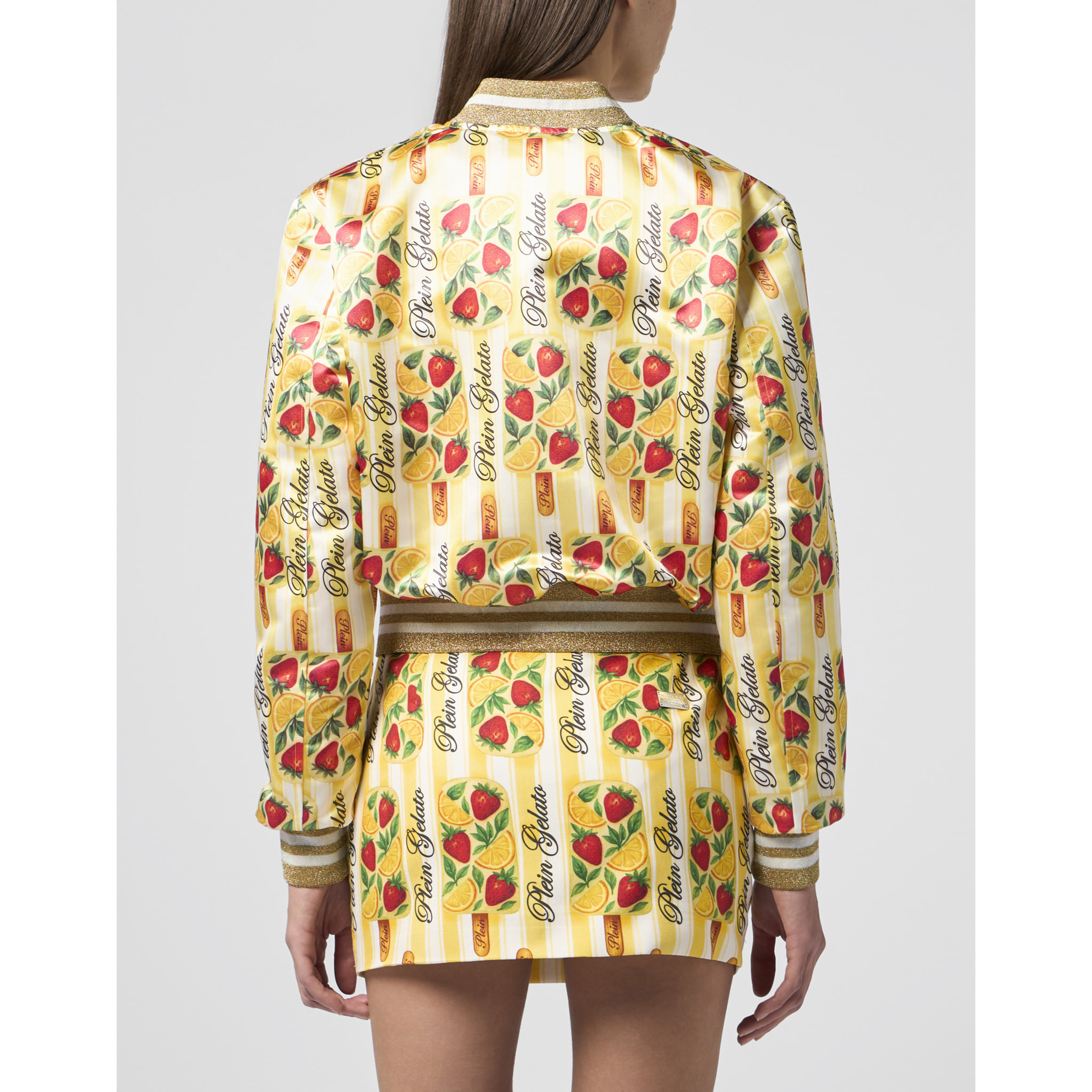 PHILIPP PLEIN Satin Bomber Jacket Ice Cream