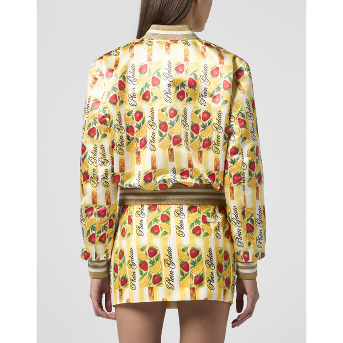PHILIPP PLEIN Satin Bomber Jacket Ice Cream