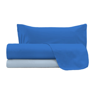 COMPLETO LETTO NATURAL COLOUR MADE IN ITALY COTONE-ROYAL/AZZURRO SINGOLO