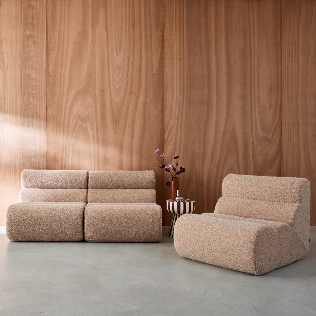 Lot de 3 chauffeuses tissu effet alpaca beige 1 place - L 81 x P 99 x H 75cm - Nova