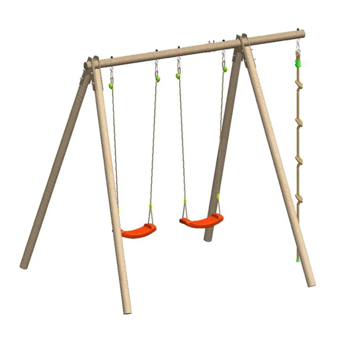 Portique bois poutre métal 2,30 m Techwood Premium PIKO - 3 enfants