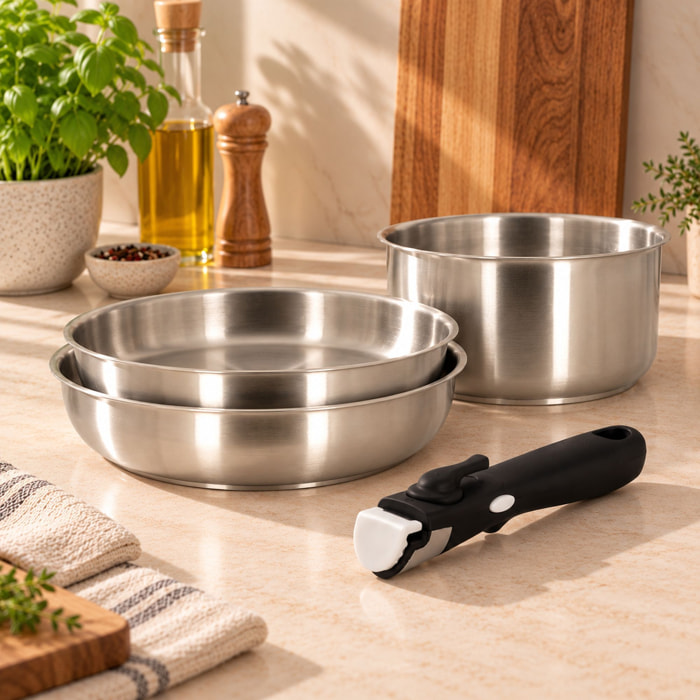 Batterie de cuisine 4 pièces en acier inoxydable - tous feux IRIS