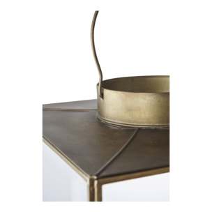 Lanterna Mohali grande in vetro e metallo ottone anticato 24x42 cm
