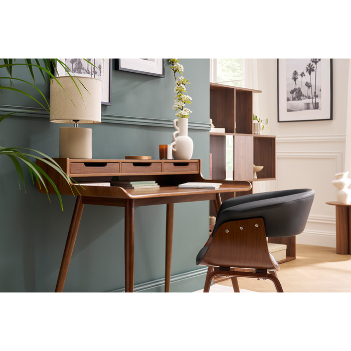 Chaise design noir et bois foncé noyer OKTAV
