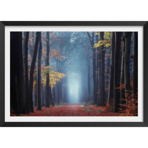 Affiche ""Lumière douce d'automne"" Affiche + cadre en bois - Noir