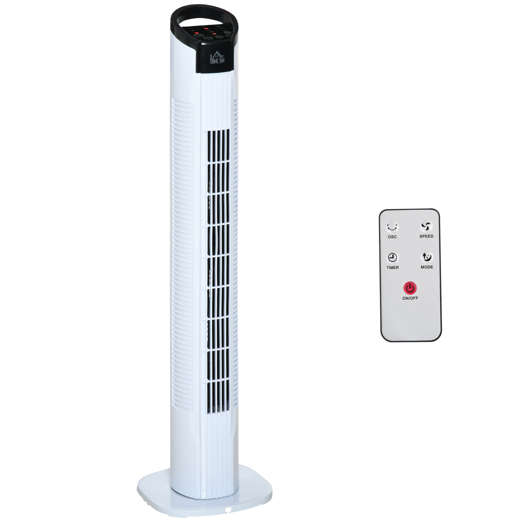 Ventilador de Torre Ventilador Vertical 50W con Mando a Distancia 3 Velocidades Pantalla LED Temporizador 7,5h y Oscilante 70° Ø20x78,5 cm