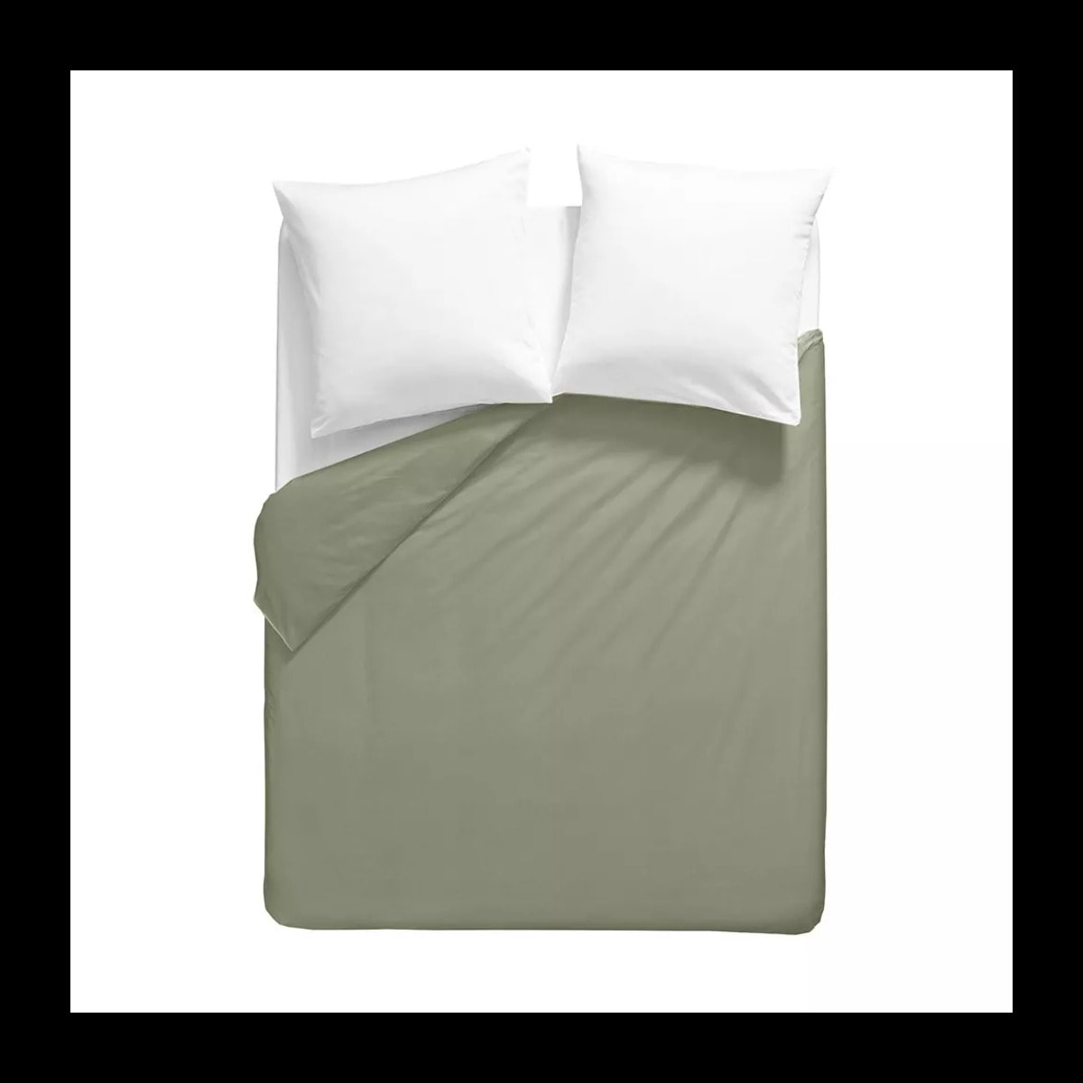 Housse de couette percale de coton uni vert La percale francaise verde