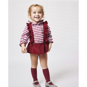 Falda con tirantes de pana granate