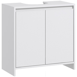 Meuble sous vasque design contemporain 2 portes étagère dim. 60L x 30l x 60H cm blanc