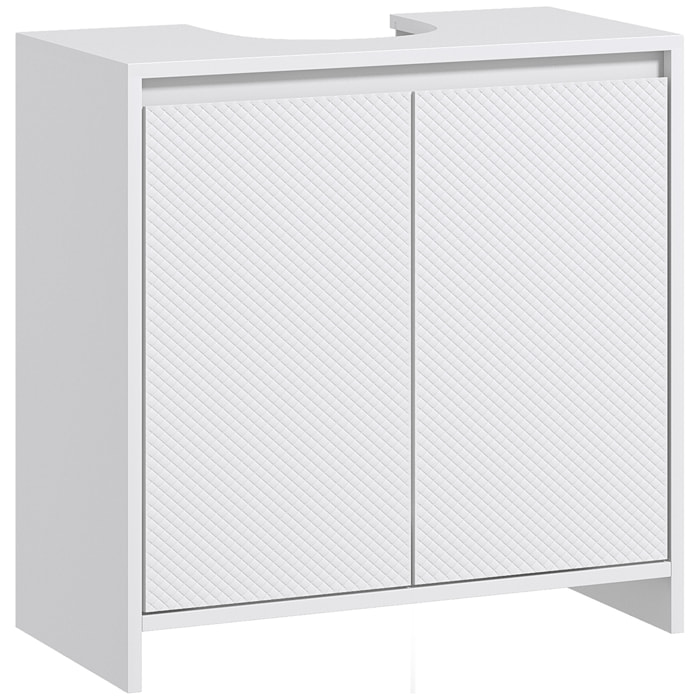 Meuble sous vasque design contemporain 2 portes étagère dim. 60L x 30l x 60H cm blanc