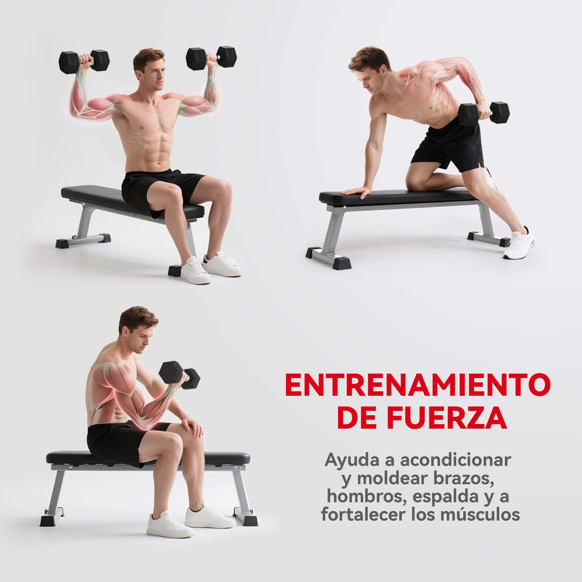 Mancuerna Hexagonal 20 kg de Hierro Fundido, Pesas de Metal Recubiertas de Goma, con Mango Moleteado, para Entrenamiento en Casa, Gimnasio, y Oficina, Negro y Plata