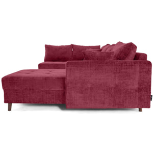 Rune - canapé panoramique d'angle gauche 7 places en velours texturé - Prune