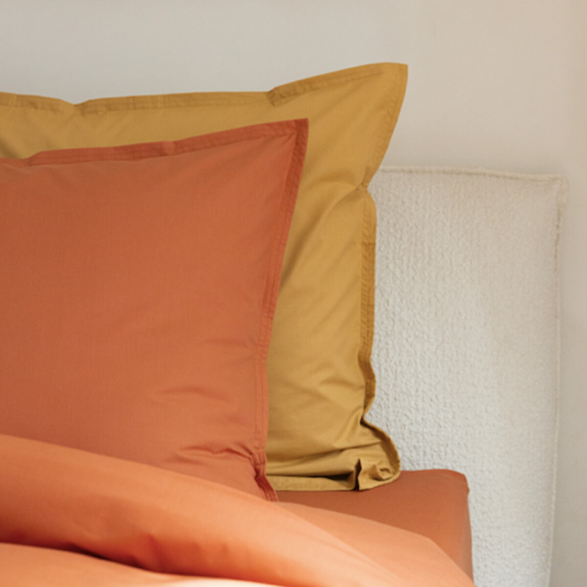 Como - Drap housse terracotta en percale de coton - 140x190cm.