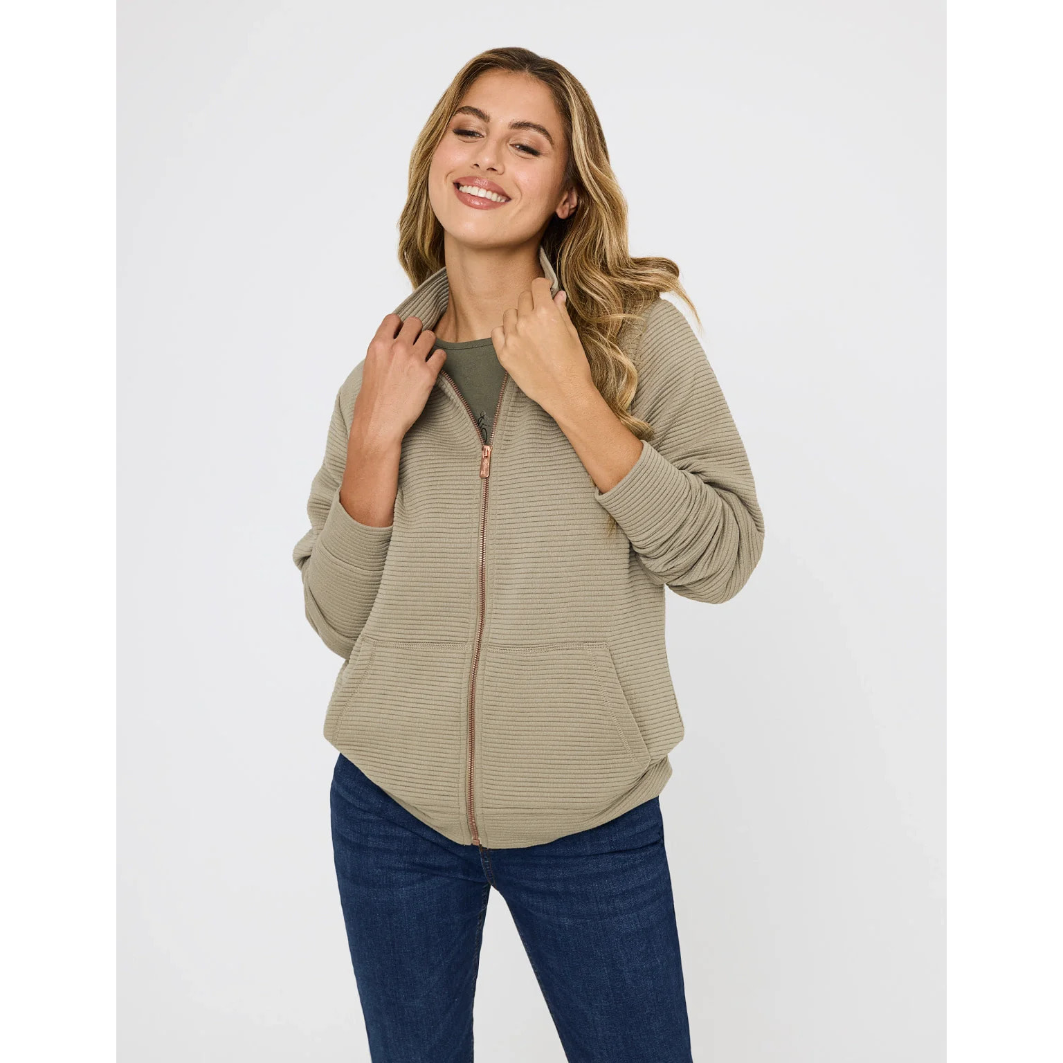 Chaqueta Cremallera Caqui - Tigia