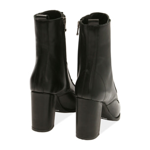 Ankle boots neri in pelle, tacco 9 cm