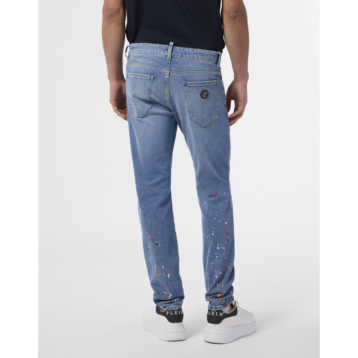 PHILIPP PLEIN Super Straight Cut Jeans Paint