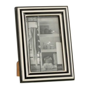 J-Line cadre photo Rectangle Lignes - plastique - noir/blanc - small
