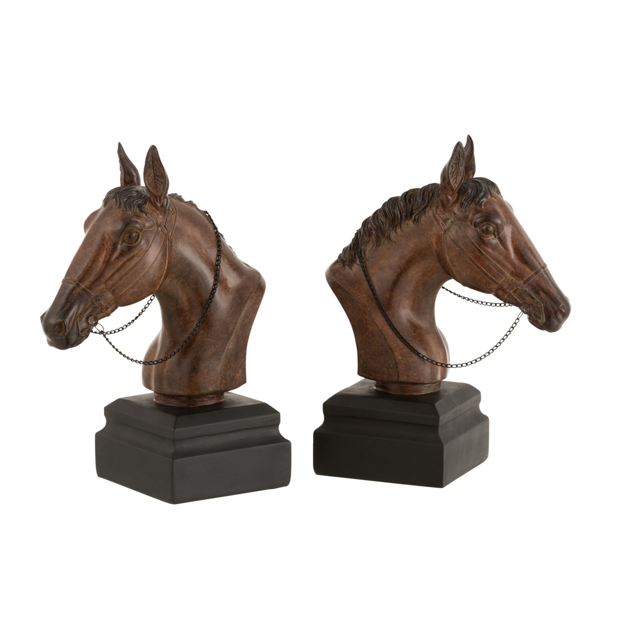 J-Line serre-livre Cheval - polyrésin - brun - set de 2
