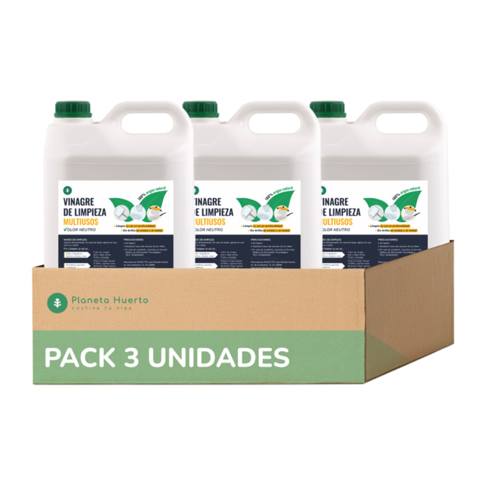 Pack 3x Vinagre Blanco de Limpieza 5L Planeta Huerto