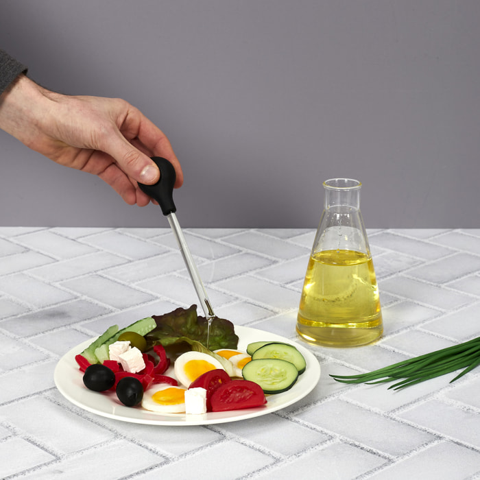 Bouteille d'huile - HOME DECO FACTORY - M8 - Avec pipette - Noir et transparent