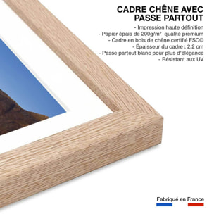 Affiche rafraichissement d'automne sur l île lofoten Affiche + cadre en bois - Chêne