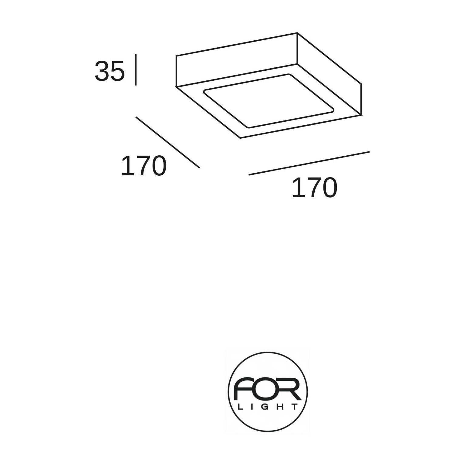 Forlight Plafon Ip23 Easy Square Surface 170Mm Led 10W 4000K Blanco 961Lm
