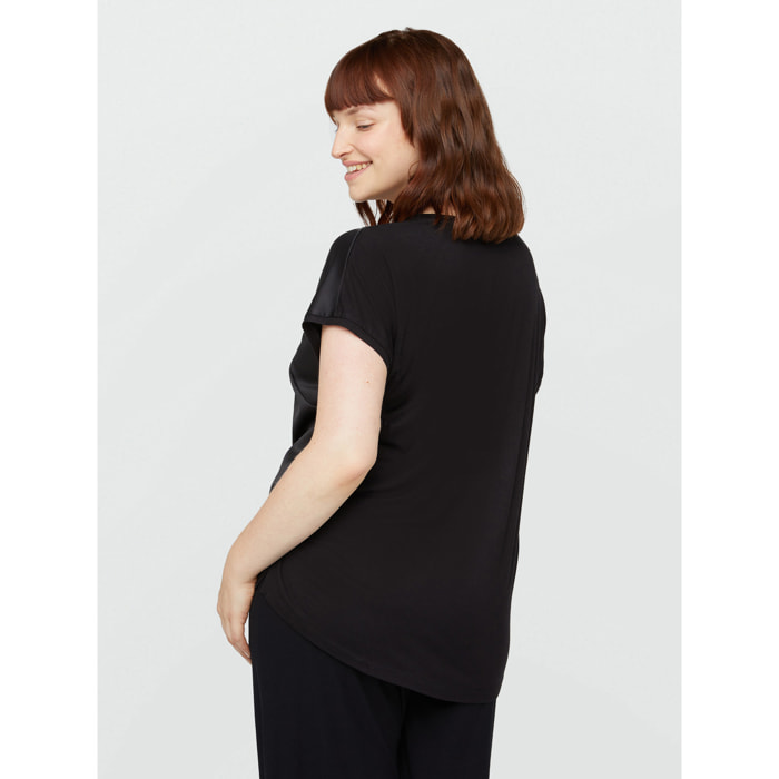 Fiorella Rubino - Camiseta de raso y tejido de punto - Negro