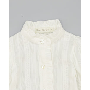 Camisa Blanca De Muselina Texturizada Con Volante
