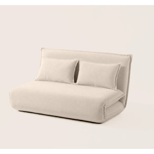 Candice - Banquette 2 places convertible clic-clac en velours côtelé - Beige