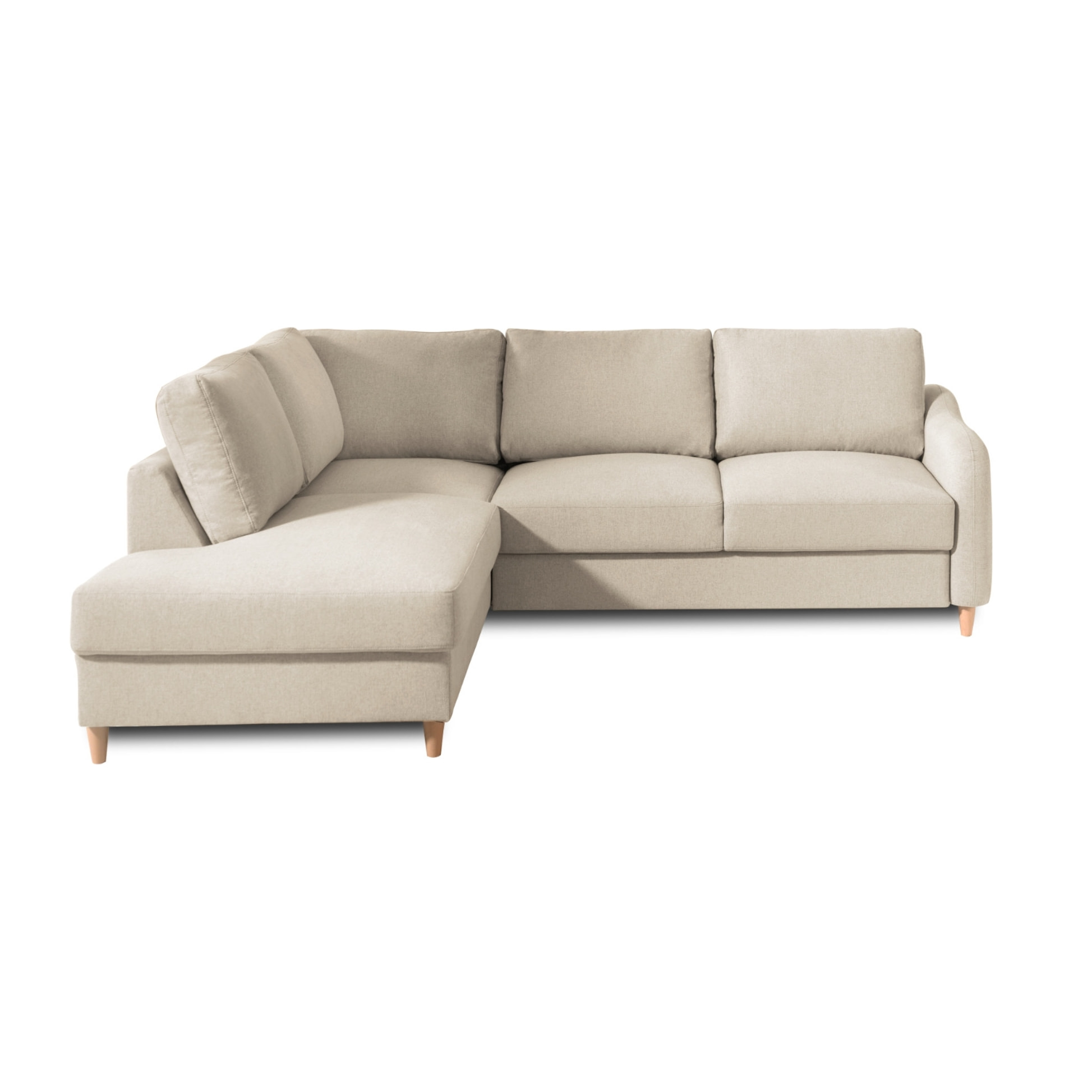 Will - canapé d'angle gauche - convertible - 5 places - en tissu - Beige