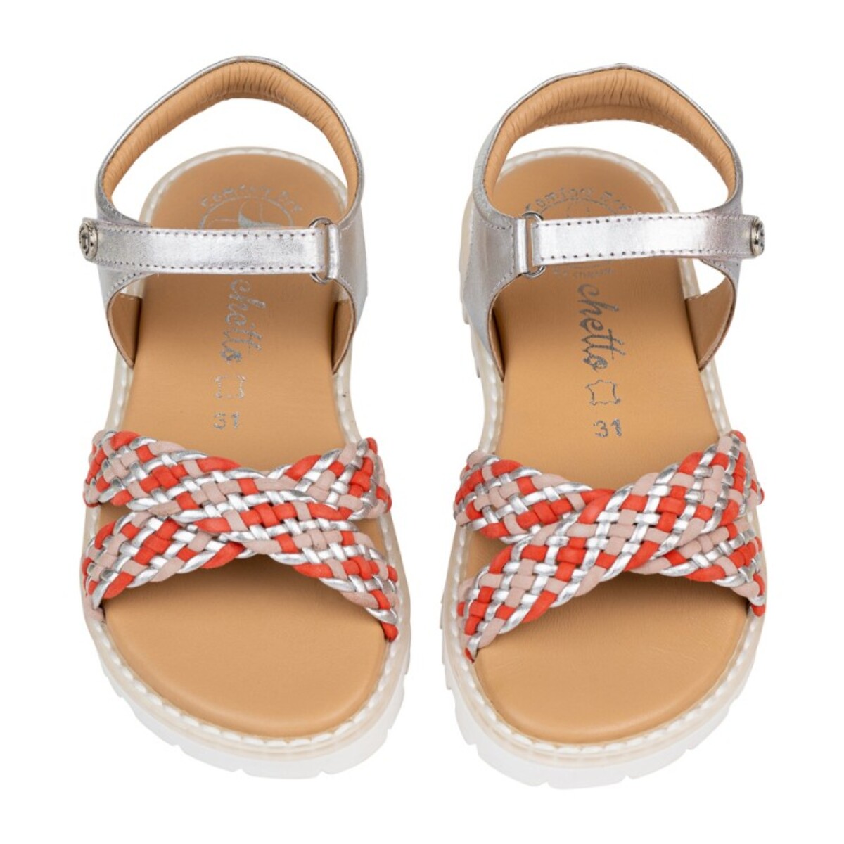 Sandalia Sport Piel Natural. Velcro/Trenza