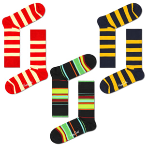 Set 3 pares stripe multicolores