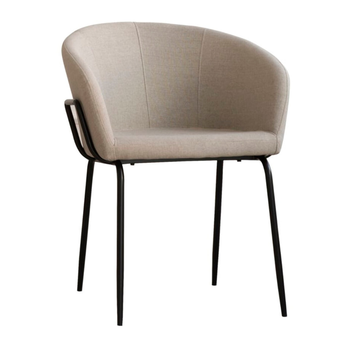 Chaise rembourrée Dresden -tissu. pieds métalliques-couleur beige 60 x 76 x 57 cm