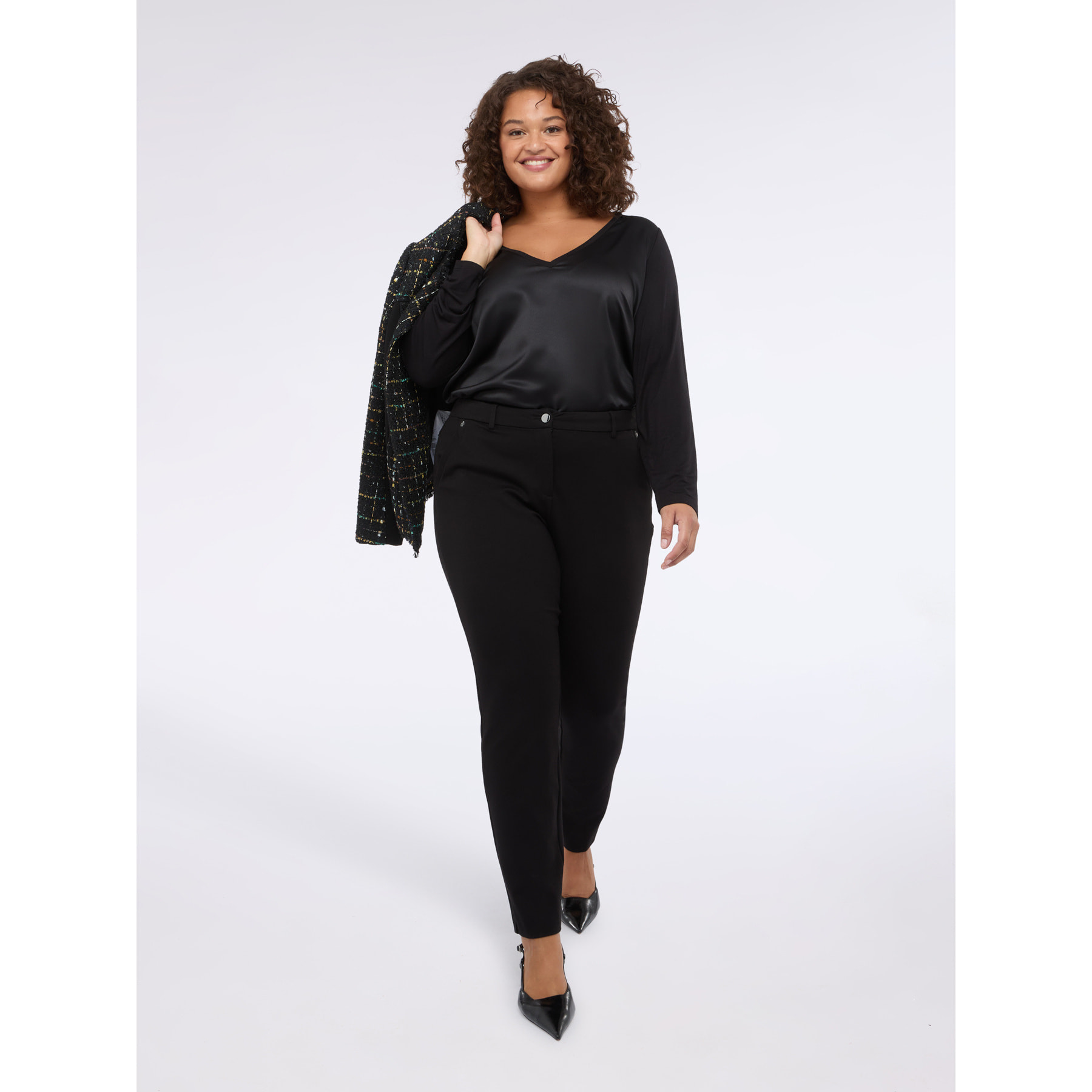 Fiorella Rubino - Pantalones New York en punto Milano - Negro