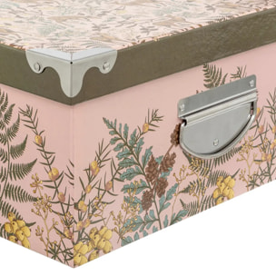 Lot de 6 boîtes cadeau rectangles coins métal imprimées Secrets des Bois