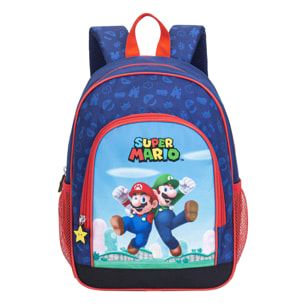 Super Mario Zaino. 2 tasche laterali. Schienale imbottito.