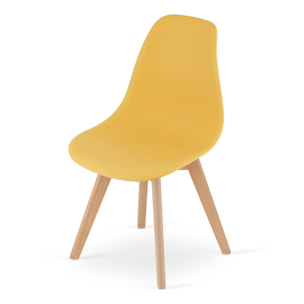 Sedia di design Kito senape con gambe in legno di faggio