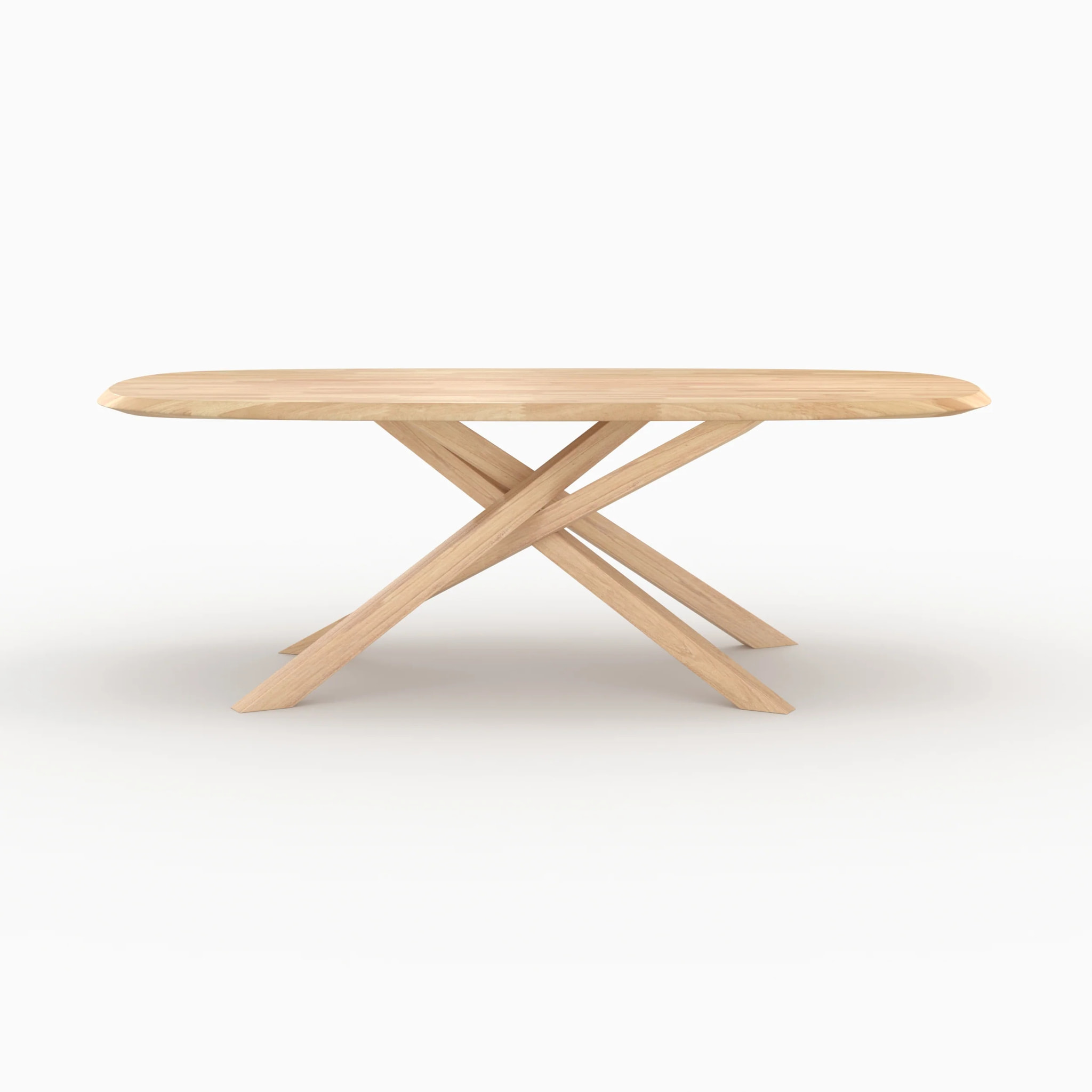 Table rectangulaire en bois d'hévéa massif clair 10 personnes - Aladin