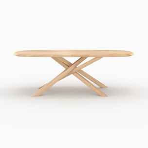 Table rectangulaire en bois d'hévéa massif clair 10 personnes - Aladin