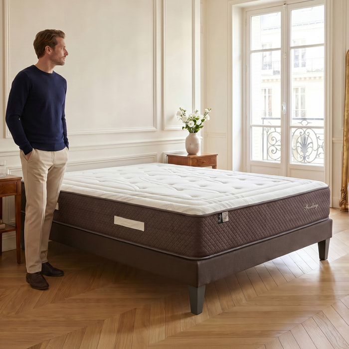 Matelas Hybride Privilège, soutien ferme, 30 cm, Mémoire de Forme Haute Densité & Ressorts Ensachés