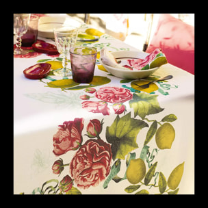 Serviette lin & coton lavé 190 g/m² imprimé multicolore Citrons de menton romance