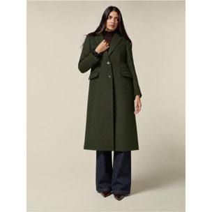 Oltre - Cappotto lungo misto lana - Verde militare