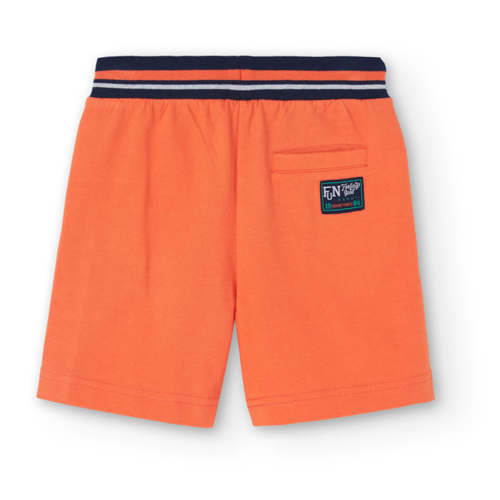 Bermudas lisas para niÃ±o en felpa de color naranja