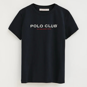 Camiseta azul marino de corte slim con bordado Established 2012 Polo Club