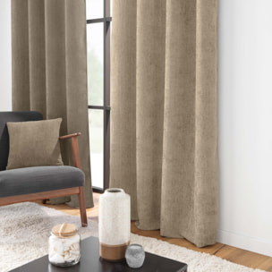 Rideau à œillets en velours chenille - Sable